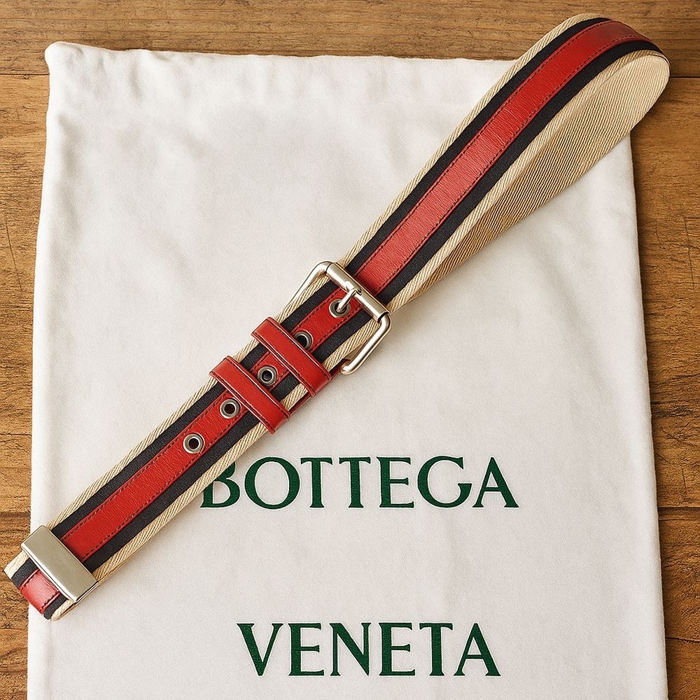Bottega Veneta Red and Black Belt